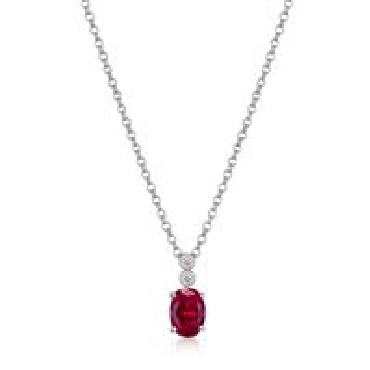 Sterling silver ELLE necklace 18+2   with signature ruby.   Holiday Stars