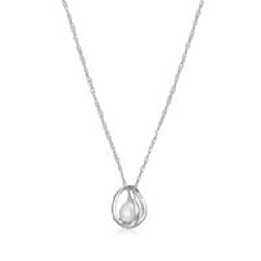 ELLE sterling silver   luna   necklace with white pearl cage 17+3