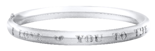 Sterling silver; child s bangle.
  Love to the Moon and Back