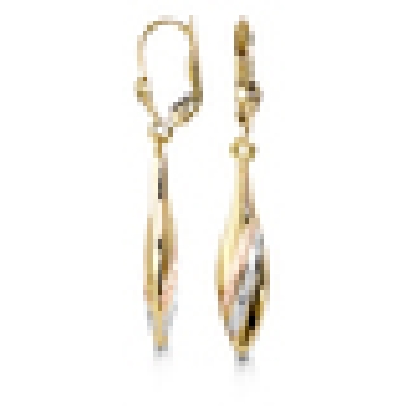 10k tower 3 tone dangle frenchback earrings.