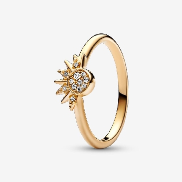 Sterling silver Pandora 14k gold plated celestial sun ring.