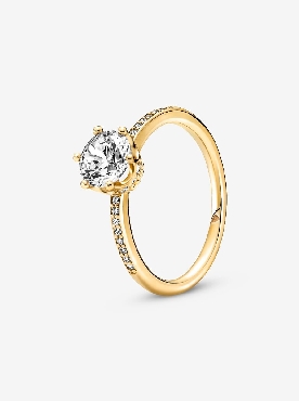 Pandora Shine® Crown solitaire ring with clear cubic zirconia. 
Size 7.5