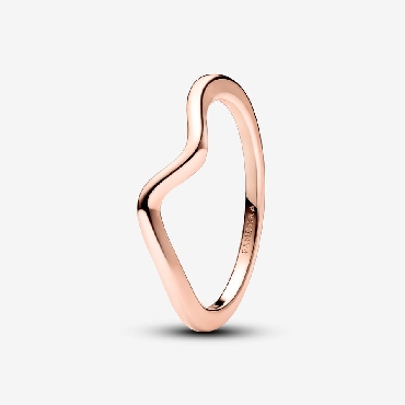 Pandora® Sterling silver 14k rose gold plated wave ring