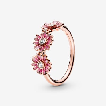Pandora® Rose daisy ring with clear cubic zirconia and shaded pink enamel.
Size 7