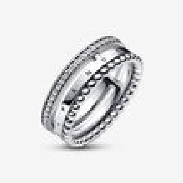 Pandora® Signature logo pave and beads ring with clear cubic zirconinas; sterling silver.
Size 9