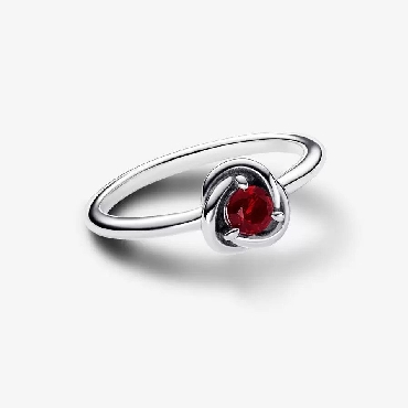 Sterling silver Pandora® ring with salsa red crystal Size 85
