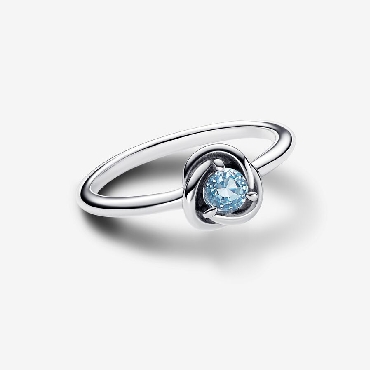 Sterling silver Pandora® ring with sea aqua blue crystal