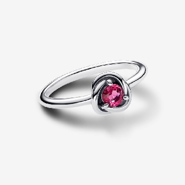 Sterling silver Pandora® ring with phlox pink crystal Size 45