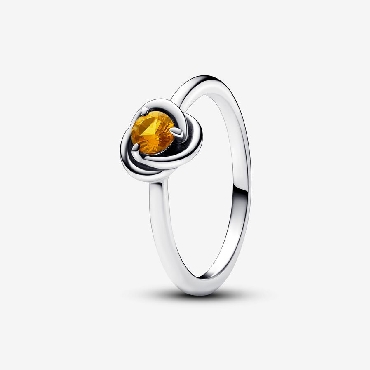 Sterling silver Pandora® ring with honey coloured crystal Size 7