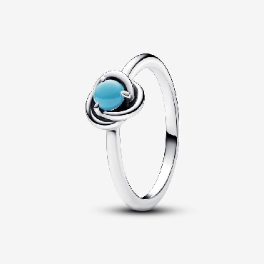 Sterling silver Pandora® ring with capri blue crystal