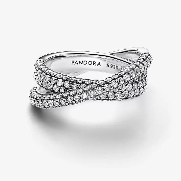 Sterling silver Pandora® dual band ring with clear cubic zirconia