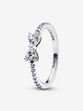 Pandora® sterling silver bow ring with cubic zirconias.
Size 7.5