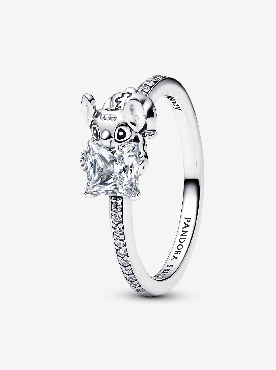 Pandora Disney Stitch; sterling silver ring with clear cubic zirconias and black enamel.
Size 7