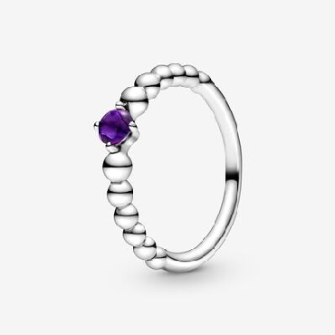 Pandora® February Birthstone Ring Sterling Silver Ring with purple crystal Size 7