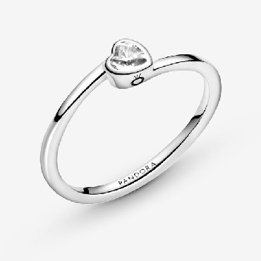 Pandora® heart sterling silver ring with clear cubic zirconia Size 9