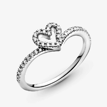 Pandora® heart and wishbone sterling silver ring. 
Size 9