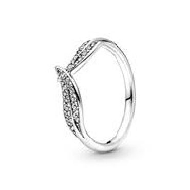 Pandora® Sparkling Leaves; sterling silver ring with clear cubic zirconia. 
Size 9