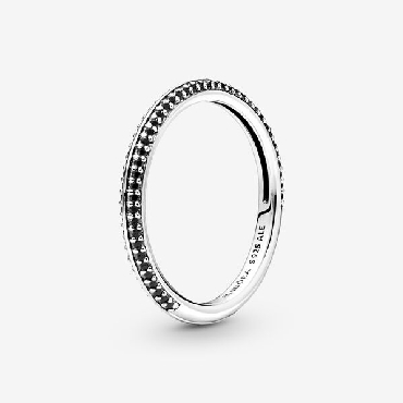 Pandora ME® sterling silver pave ring with black crystal Size 9