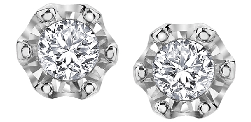 10k white gold diamond studs 2 fancy cut diamonds 008ct Canadian certified gold