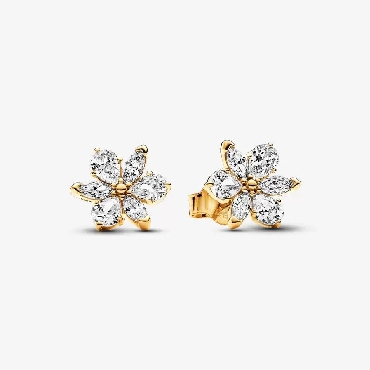 Sterling Silver Pandora® Herbarium cluster 14k gold plated studs.