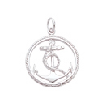 Silver Anchor in Circle Charm