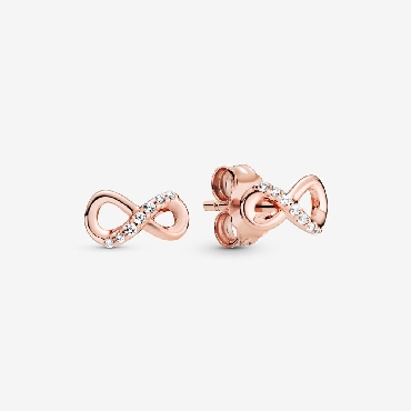 Pandora® Rose infinity stud earrings with clear cubic zirconia