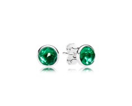 Pandora® May Droplet Earrings With Royal Green Crystal
