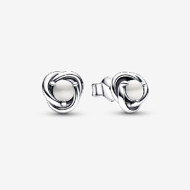 Sterling silver Pandora® stud earrings with white June.