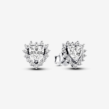 Pandora® Sterling silver heart stud earrings.