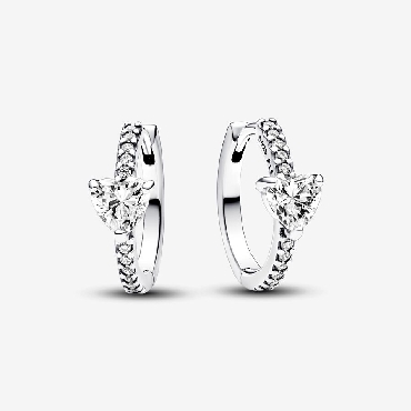 Pandora® Sterling silver heart hoop earrings.
