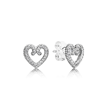 Pandora® Heart Swirls Earrings With clear cz s