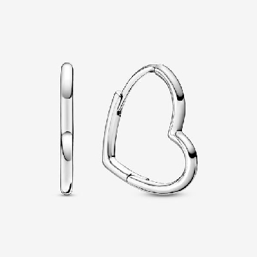 Pandora® small asymmetric heart sterling silver hoop earrings