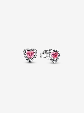 Pandora® sterling silver heart stud with fancy pink and clear cubic zirconia.