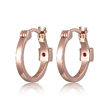 Elle® Rose Gold Plated Hoops with signature rubies.