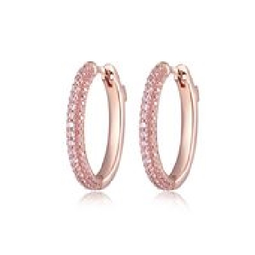 Sterling Silver ELLE   Stardust  ; rose gold plated; hoops with pink cubic zirconias and signature rubies.