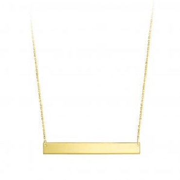 10k yellow gold bar pendant necklace.