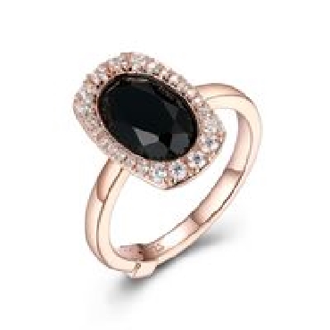 Sterling silver Elle aurole black agt ring.