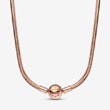 Pandora® snake chain 14k rose gold plated necklace.