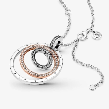 Pandora® logo interlocking circles sterling silver earrings.