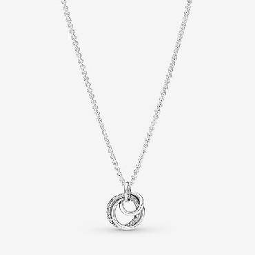 Pandora® sterling silver encircled necklace with clear cubic zirconia.
