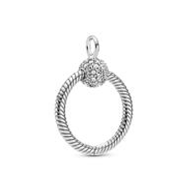 Small sterling silver Pandora® O pendant with clear cubic zirconia