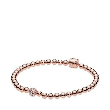 Beaded Pandora® Rose bracelet with clear cubic zirconia.
