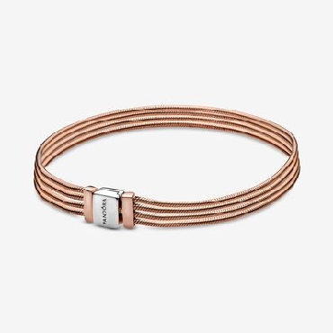 Pandora® Rose Multi snake chain and sterling silver bracelet.