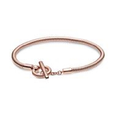 Snake chain Pandora® Rose T-bar bracelet.