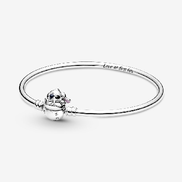 Pandora® Disney Stitch sterling silver bangle with black enamel.   Love at first bite  .