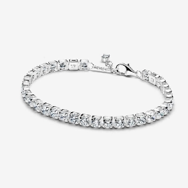 Pandora® Sterling silver tennis bracelet with clear cubic zirconia.