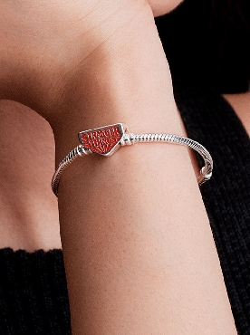 Pandora® Sterling silver project redsnake chain silver bracelet with red enamel.