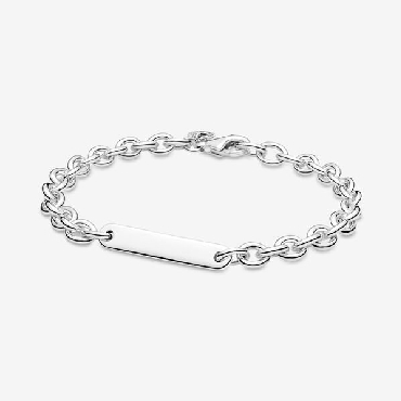 Pandora® sterling silver engravable link bracelet.