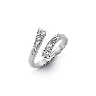 10K   Pebbles   white gold CZ toe ring.