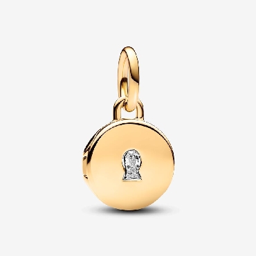 Pandora® Sterling silver key hole engravable locket 14k gold plated.